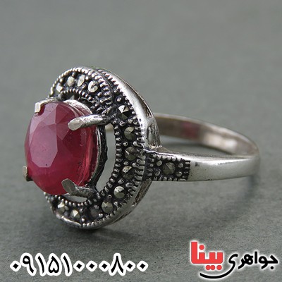 انگشتر یاقوت سرخ آفریقایی مارکازیتی خاص و خوشرنگ _کد:27847