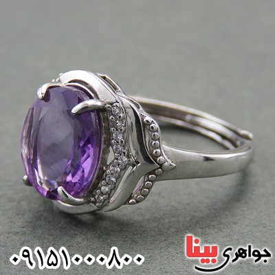 انگشتر آمتیست آفریقایی رودیوم خوشرنگ و زیبا _کد:27848