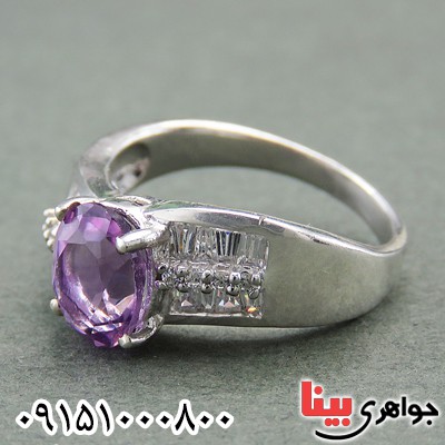 انگشتر آمتیست آفریقایی خاص و زیبا رودیوم زنانه _کد:27849