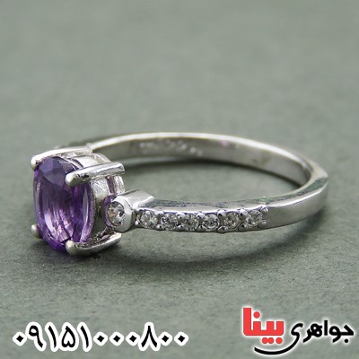 انگشتر آمتیست آفریقایی خوشرنگ و زیبا رودیوم _کد:27850