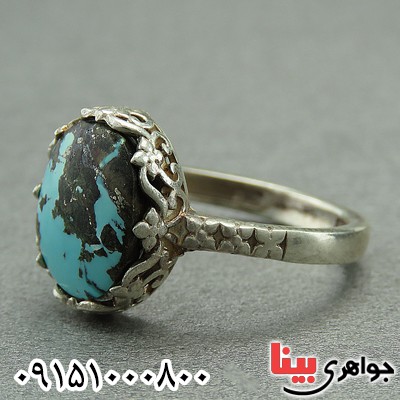 انگشتر فیروزه نیشابوری زنانه خوشرنگ و خاص _کد:27858