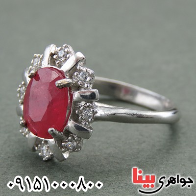 انگشتر یاقوت سرخ آفریقایی زنانه زیبا و خاص رودیوم _کد:27873