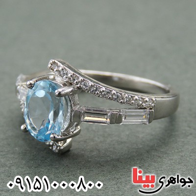 انگشتر توپاز زنانه رودیوم خوشرنگ و زیبا _کد:27875