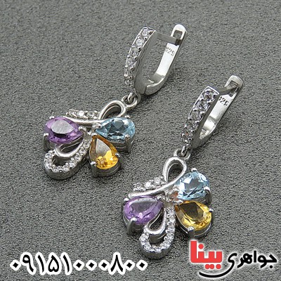 گوشواره چند جواهر رودیوم فاخر و فوق العاده زیبا _کد:27880
