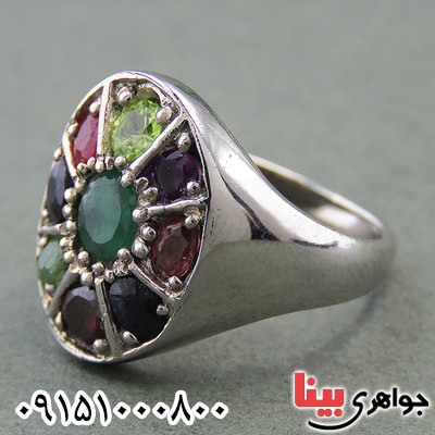 انگشتر چند جواهر رودیوم خاص و زیبا خاک تربت کربلا به همراه حرز امام جواد _کد:27886