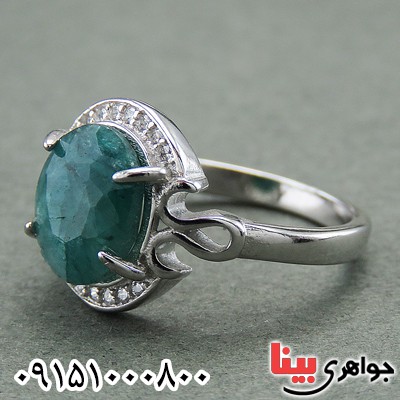 انگشتر زمرد خوشرنگ و خاص زیبای زنانه رودیوم _کد:27894