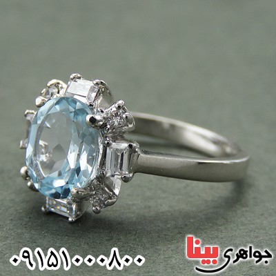 انگشتر توپاز خاص و زیبا رودیوم زنانه _کد:27895