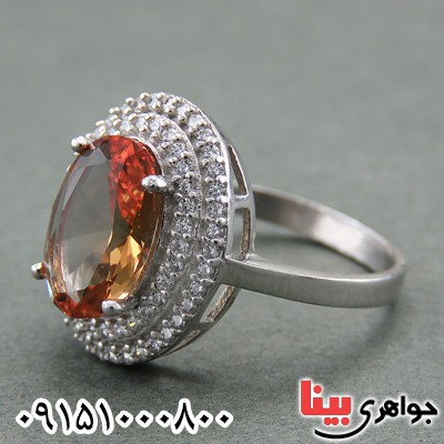 انگشتر الکساندریت زیبا و خوشرنگ رودیوم زنانه _کد:27917