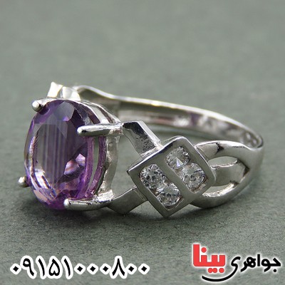 انگشتر آمتیست رودیوم آفریقایی زنانه خوشرنگ و زیبا _کد:27920