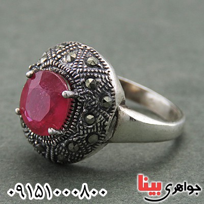 انگشتر یاقوت سرخ آفریقایی مارکازیتی خاص زنانه _کد:27922