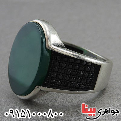 انگشتر عقیق سبز مردانه میکروستینگ خاص و خوشرنگ _کد:27924