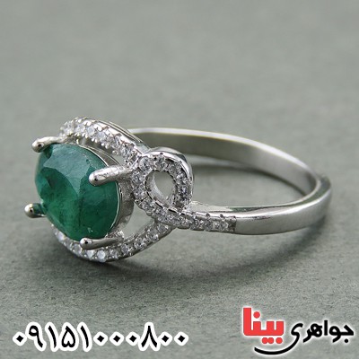 انگشتر زمرد رودیوم خاص و خوشرنگ زنانه _کد:27931
