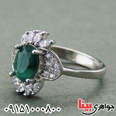 انگشتر زمرد رودیوم زنانه خوشرنگ و زیبا خاص _کد:27935