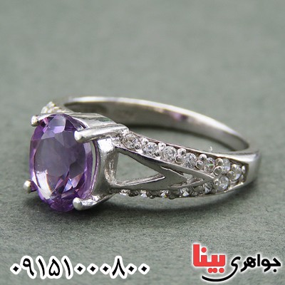 انگشتر آمتیست آفریقایی رودیوم خوشرنگ زیبا _کد:27947