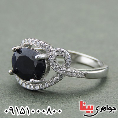 انگشتر یاقوت کبود رودیوم زنانه آفریقایی خاص _کد:27948
