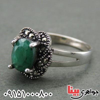انگشتر زمرد مارکازیتی زنانه خوشرنگ _کد:27952
