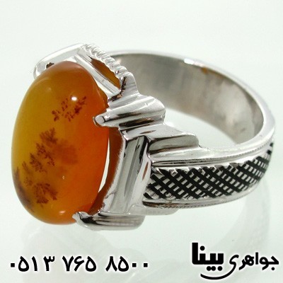 انگشتر عقیق شجری مردانه کاجی