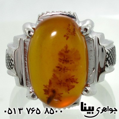 انگشتر عقیق شجری مردانه کاجی