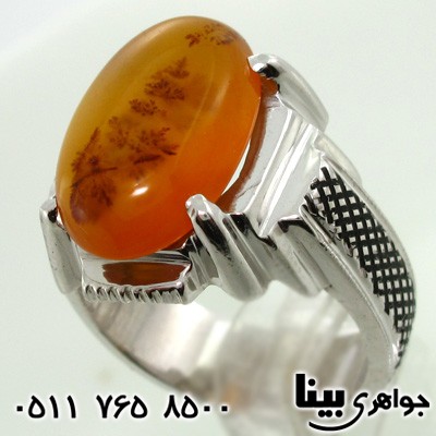 انگشتر عقیق شجری مردانه کاجی انگشتر عقیق شجری مردانه کاجی