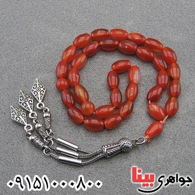 تسبیح عقیق یمنی فاخر خوشرنگ 33 دانه ای _کد:28055