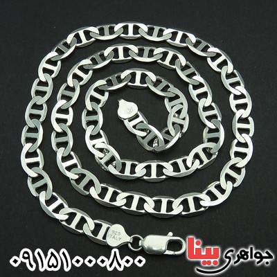 زنجیر نقره مدل فیگارو ایتالیایی 60 سانتی درشت فاخر _کد:28066