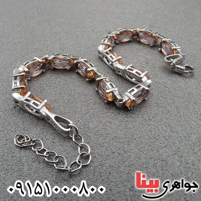 دستبند الکساندریت فاخر و خوشرنگ خاص رودیوم زنانه