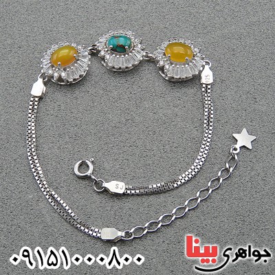 دستبند چند جواهر رودیوم خاص و زیبا زنانه