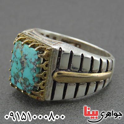 انگشتر فیروزه نیشابوری طرح رولکس مردانه _کد:28083