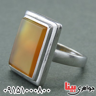 انگشتر عقیق زرد خاص و خوشرنگ شیک و زیبا _کد:28095