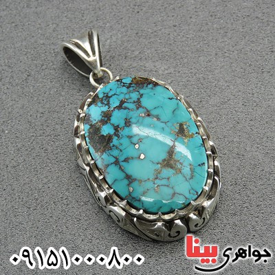 گردنبند فیروزه نیشابوری شجری فاخر دست ساز درشت _کد:28143