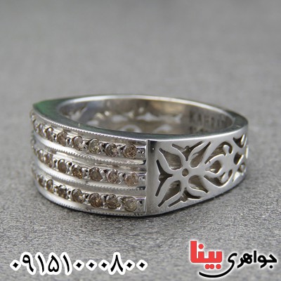 انگشتر الماس رودیوم دست ساز فاخر مردانه _کد:28306