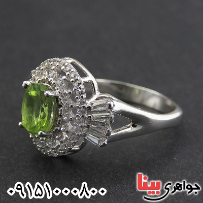 انگشتر زبرجد رودیوم زنانه زیبا و خوشرنگ _کد:28340