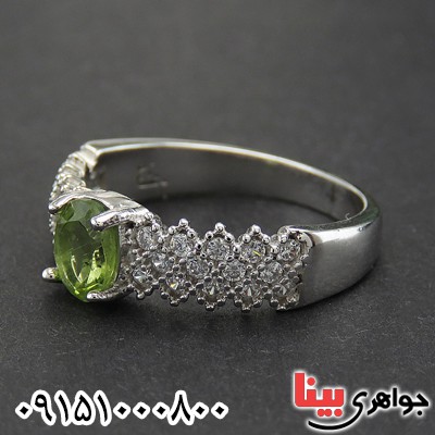 انگشتر زبرجد زنانه رودیوم زیبا و خوشرنگ _کد:28341