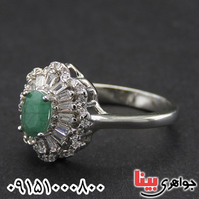 انگشتر زمرد زنانه خاص و شیک رودیوم _کد:28349
