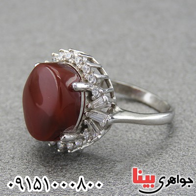 انگشتر عقیق یمنی سرخ خوشرنگ خاص زنانه _کد:28379