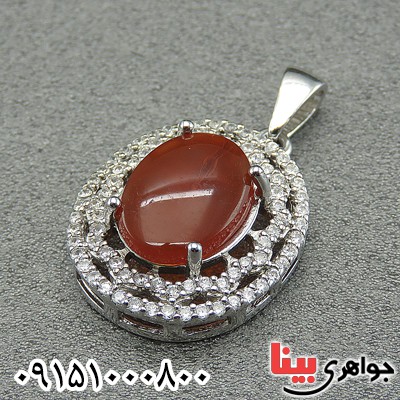 گردنبند عقیق یمنی سرخ رودیوم مدل پرنس زنانه _کد:28387