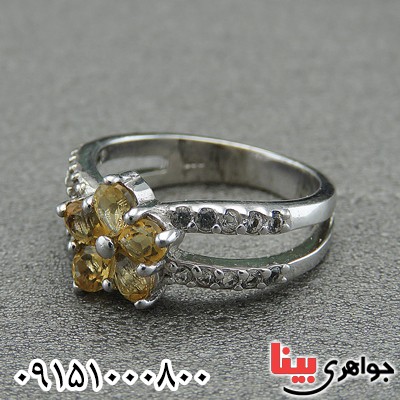 انگشتر سیترین آفریقایی رودیوم زیبا و خوشرنگ زنانه