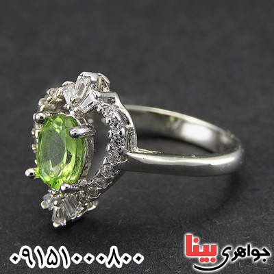 انگشتر زبرجد زنانه رودیوم خاص خوشرنگ _کد:28425