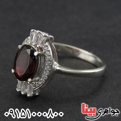 انگشتر یاقوت گارنت رودیوم خوشرنگ زیبا زنانه _کد:28426