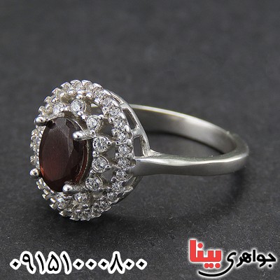 انگشتر یاقوت گارنت رودیوم زنانه خوشرنگ خاص _کد:28429