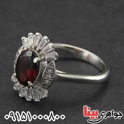 انگشتر یاقوت گارنت عالی رودیوم زیبا و خاص زنانه _کد:28430