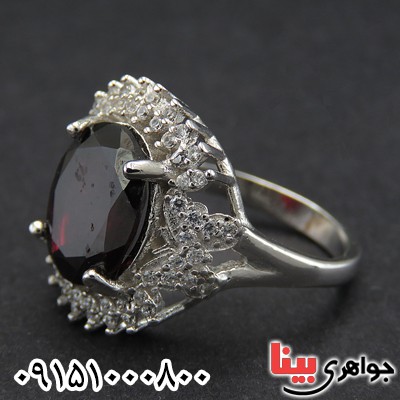 انگشتر یاقوت گارنت عالی و خاص رودیوم زنانه _کد:28432