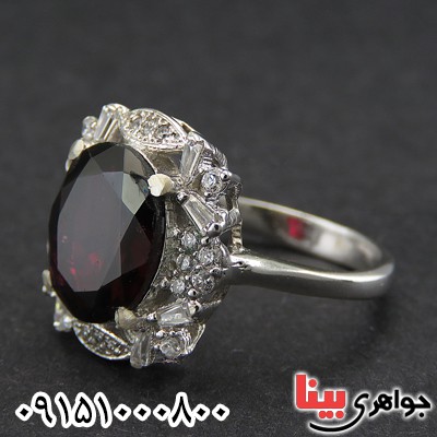 انگشتر یاقوت گارنت خوشرنگ زنانه رودیوم زیبا _کد:28433