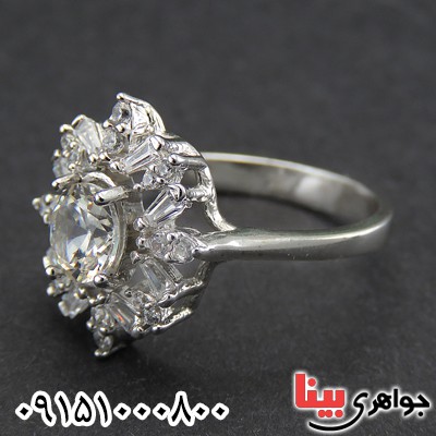 انگشتر الماس روسی (موزانایت) زنانه رودیوم زیبا _کد:28472