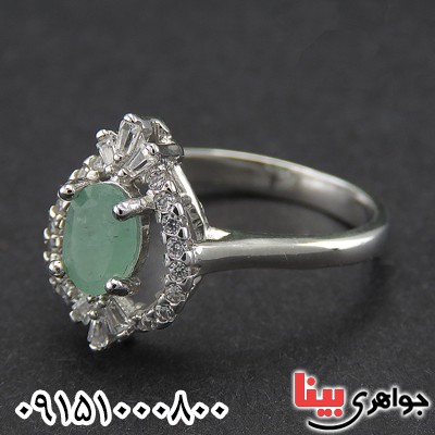 انگشتر زمرد زنانه رودیوم زیبا و خاص _کد:28498