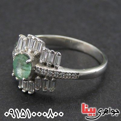 انگشتر زمرد زنانه رودیوم زیبا و خوشرنگ _کد:28500