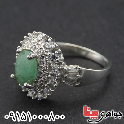 انگشتر زمرد زنانه خاص رودیوم خوشرنگ _کد:28501