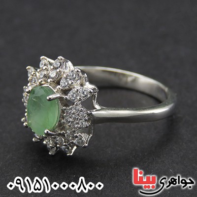 انگشتر زمرد زنانه زیبا و رودیوم خوشرنگ _کد:28503