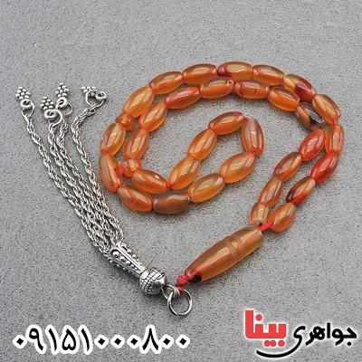 تسبیح عقیق یمنی فاخر خاص خوشرنگ و زیبا _کد:28517