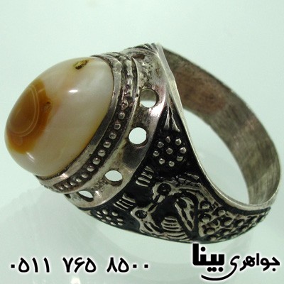 انگشتر عقیق باباقوری مردانه طاووس درشت